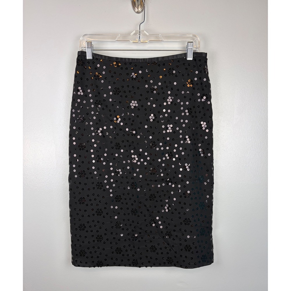 NWT‎ Y2K Ann Taylor Loft Black Sequin Pencil Skirt 10 Glam Party Celestial Lined